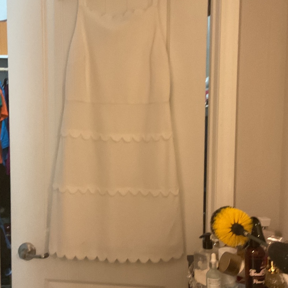 Karl Lagerfeld Elegant White Scalloped Dress
